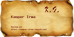 Kasper Irma névjegykártya
